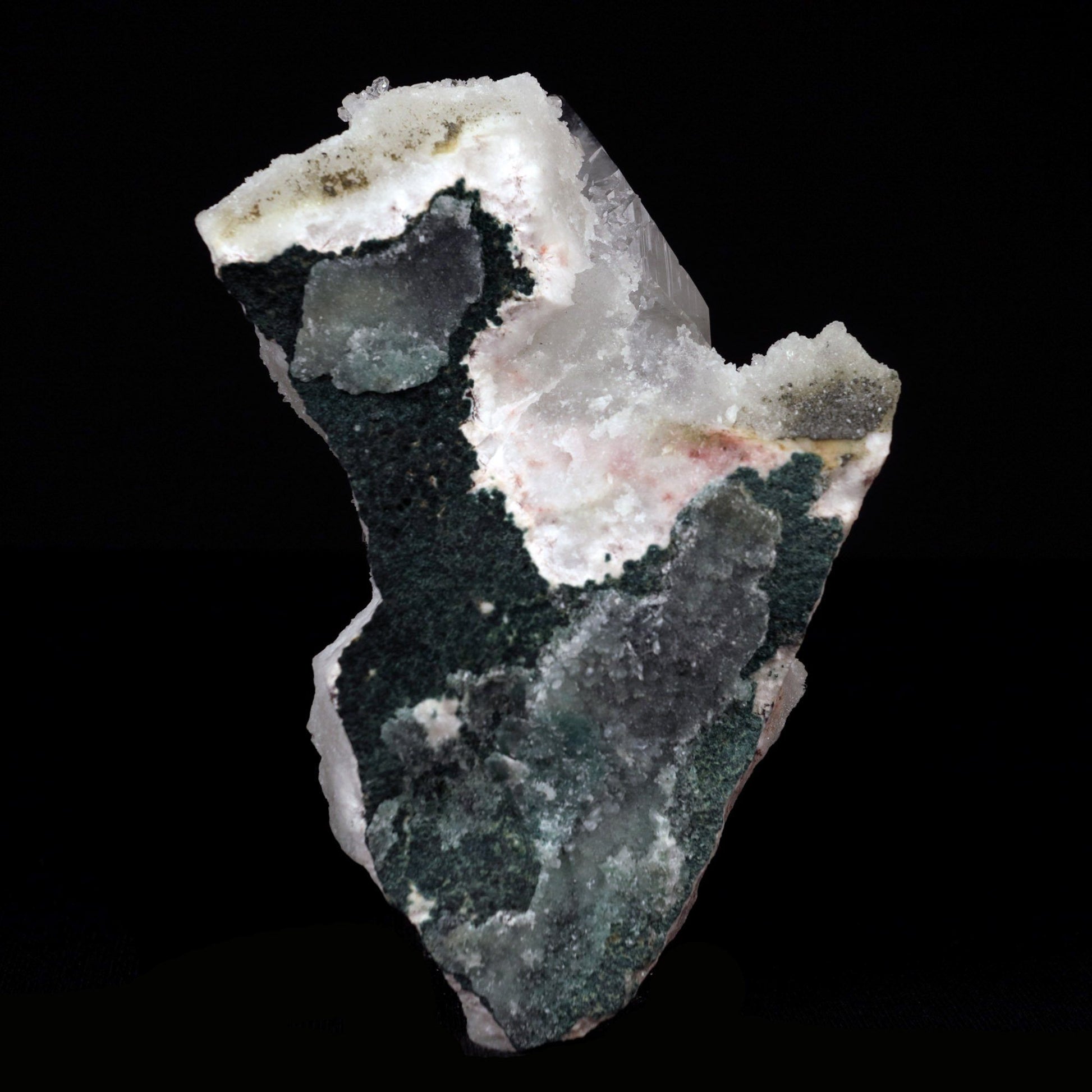 Pointed Apophyllite Crystal on Chalcedony Natural Mineral Specimen # B…  https://www.superbminerals.us/products/pointed-apophyllite-crystal-on-chalcedony-natural-mineral-specimen-b-4120  Features:One big intersecting doubly-terminated crystal of colorless Apophyllite perched on small plate of white chalcedony Microcrystals. The tip of the smaller crystal is cleaved with a clean surface. Primary Mineral(s): ApophylliteSecondary Mineral(s): StilbiteMatrix: N/A10 cm x 6 cm 150 GmsLocality: Jalgaon