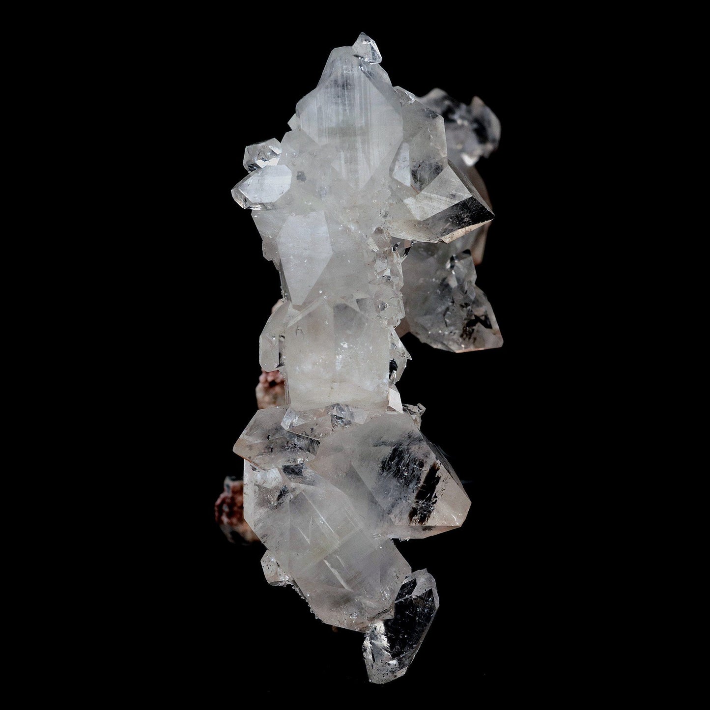 Pointed Apophyllite with Stilbite On Chalcedony Natural Mineral # B 4…  https://www.superbminerals.us/products/pointed-apophyllite-with-stilbite-on-chalcedony-natural-mineral-b-4178  Features:Very fine classic Apophyllite specimen with Stilbite on Quartz from the Jalgaon area Deccan Trap flood Basalts. Sharply formed crystals of Apophyllite, displaying strong development of prism and pyramidal faces. Crystals of Apophyllite have pleasing color less gemmy pyramidal areas due to hematite inclusions