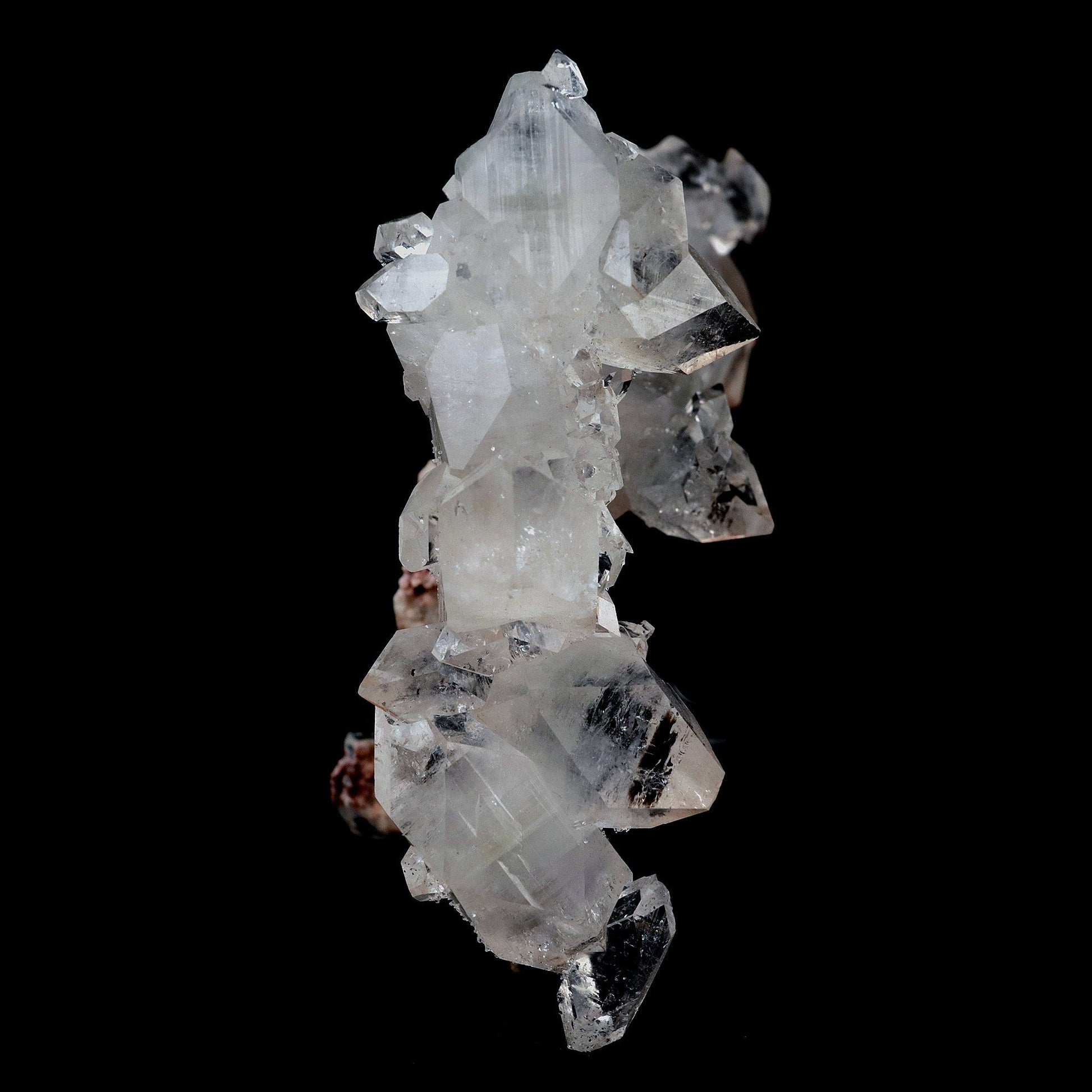 Pointed Apophyllite with Stilbite On Chalcedony Natural Mineral # B 4…  https://www.superbminerals.us/products/pointed-apophyllite-with-stilbite-on-chalcedony-natural-mineral-b-4178  Features:Very fine classic Apophyllite specimen with Stilbite on Quartz from the Jalgaon area Deccan Trap flood Basalts. Sharply formed crystals of Apophyllite, displaying strong development of prism and pyramidal faces. Crystals of Apophyllite have pleasing color less gemmy pyramidal areas due to hematite inclusions