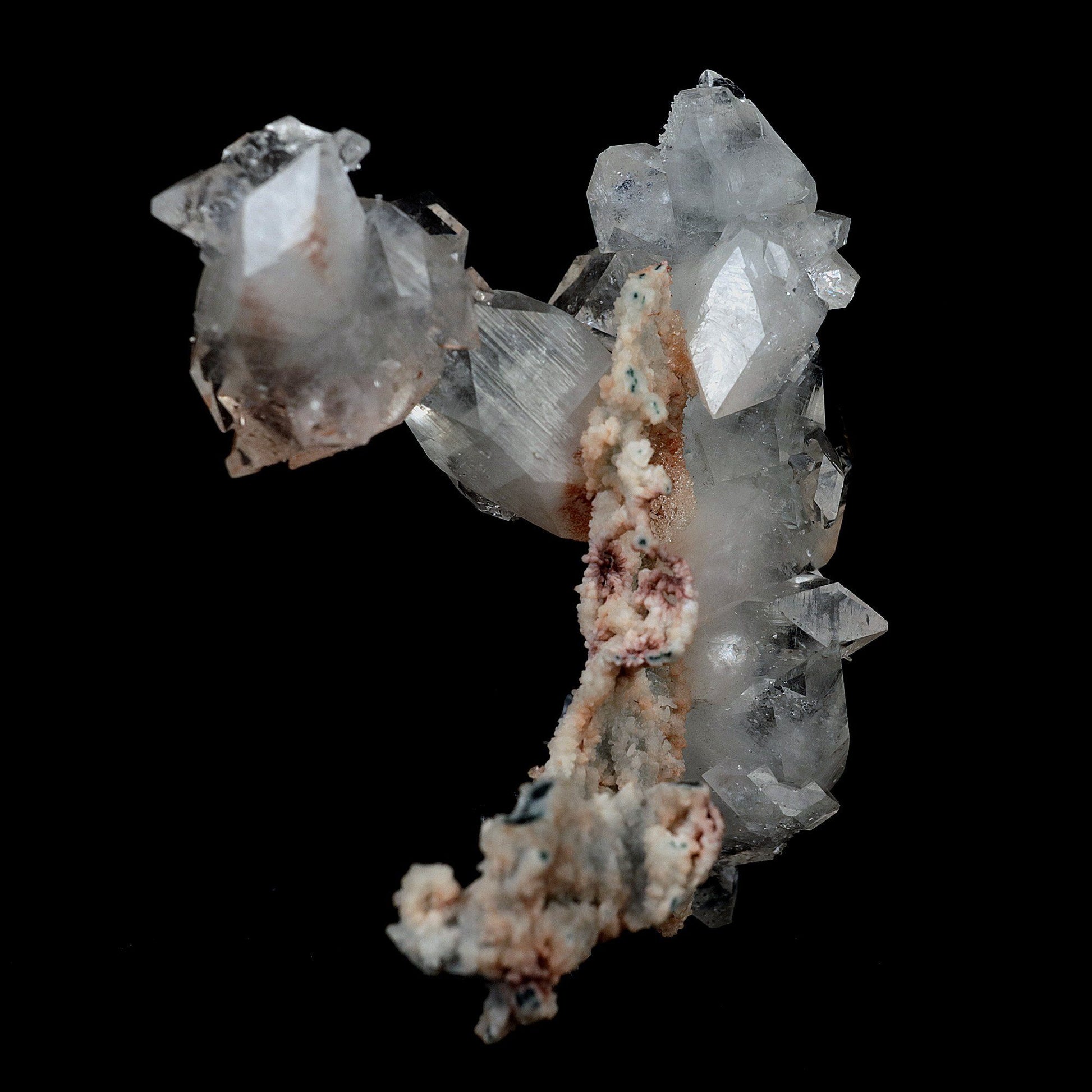 Pointed Apophyllite with Stilbite On Chalcedony Natural Mineral # B 4…  https://www.superbminerals.us/products/pointed-apophyllite-with-stilbite-on-chalcedony-natural-mineral-b-4178  Features:Very fine classic Apophyllite specimen with Stilbite on Quartz from the Jalgaon area Deccan Trap flood Basalts. Sharply formed crystals of Apophyllite, displaying strong development of prism and pyramidal faces. Crystals of Apophyllite have pleasing color less gemmy pyramidal areas due to hematite inclusions