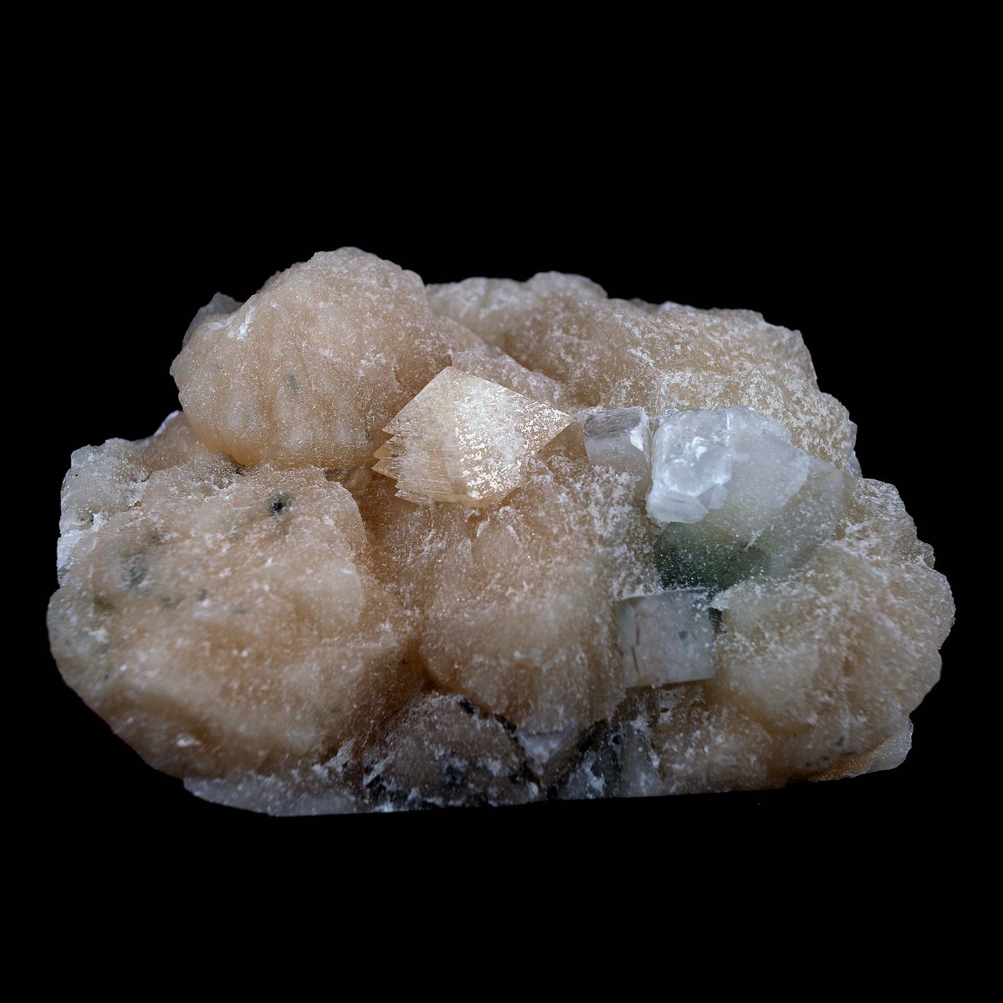 Powellite Fluorescent, Apophyllite Fuse with Stilbite Natural Mineral …  https://www.superbminerals.us/products/powellite-apophyllite-fuse-with-stilbite-natural-mineral-specimen-b-4016  Features:A well-formed pyramidal crystal of Powellite displays multiple terminations with gemmy to translucent tan-beige areas and great luster on a very well developed intergrown pink crystal matrix of Stilbite. The powellite crystals fluoresce a bright yellow, under UV light. A fine Powellite specimen from the Nashik