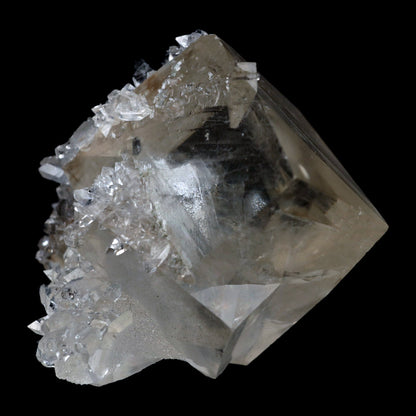 Pseudo Calcite with Apophyllite Natural Mineral Specimen # B 4876  https://www.superbminerals.us/products/calcite-cube-with-apophyllite-natural-mineral-specimen-b-4876  Features: With one of the best Indian Calcites, lustrous Apophyllite, and a truly excellent combo piece, this is truly exceptional.&nbsp;The Calcite in the middle of the piece is quite gorgeous on the front edge, with outstanding brilliance and gemminess.&nbsp;The front edge serves as the primary