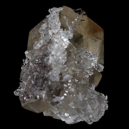 Pseudo Calcite with Apophyllite Natural Mineral Specimen # B 4876  https://www.superbminerals.us/products/calcite-cube-with-apophyllite-natural-mineral-specimen-b-4876  Features: With one of the best Indian Calcites, lustrous Apophyllite, and a truly excellent combo piece, this is truly exceptional.&nbsp;The Calcite in the middle of the piece is quite gorgeous on the front edge, with outstanding brilliance and gemminess.&nbsp;The front edge serves as the primary
