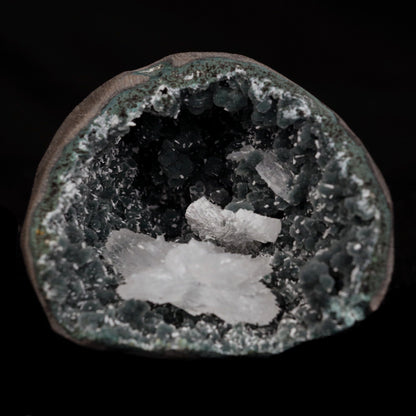 Rare Find Epi-Stilbite Inside Black Chalcedony Natural Mineral Specime…  https://www.superbminerals.us/products/rare-find-epi-stilbite-inside-black-chalcedony-natural-mineral-specimen-b-4736  Features: Beautiful, complete, radial aggregates of white Epistilbite on basalt matrix make this a one-of-a-kind find. The entire Epistilbite collection is unblemished, and the object shines out wonderfully in the collection. Although Epistilbite crystals found outside of India are often small, the greatest examples