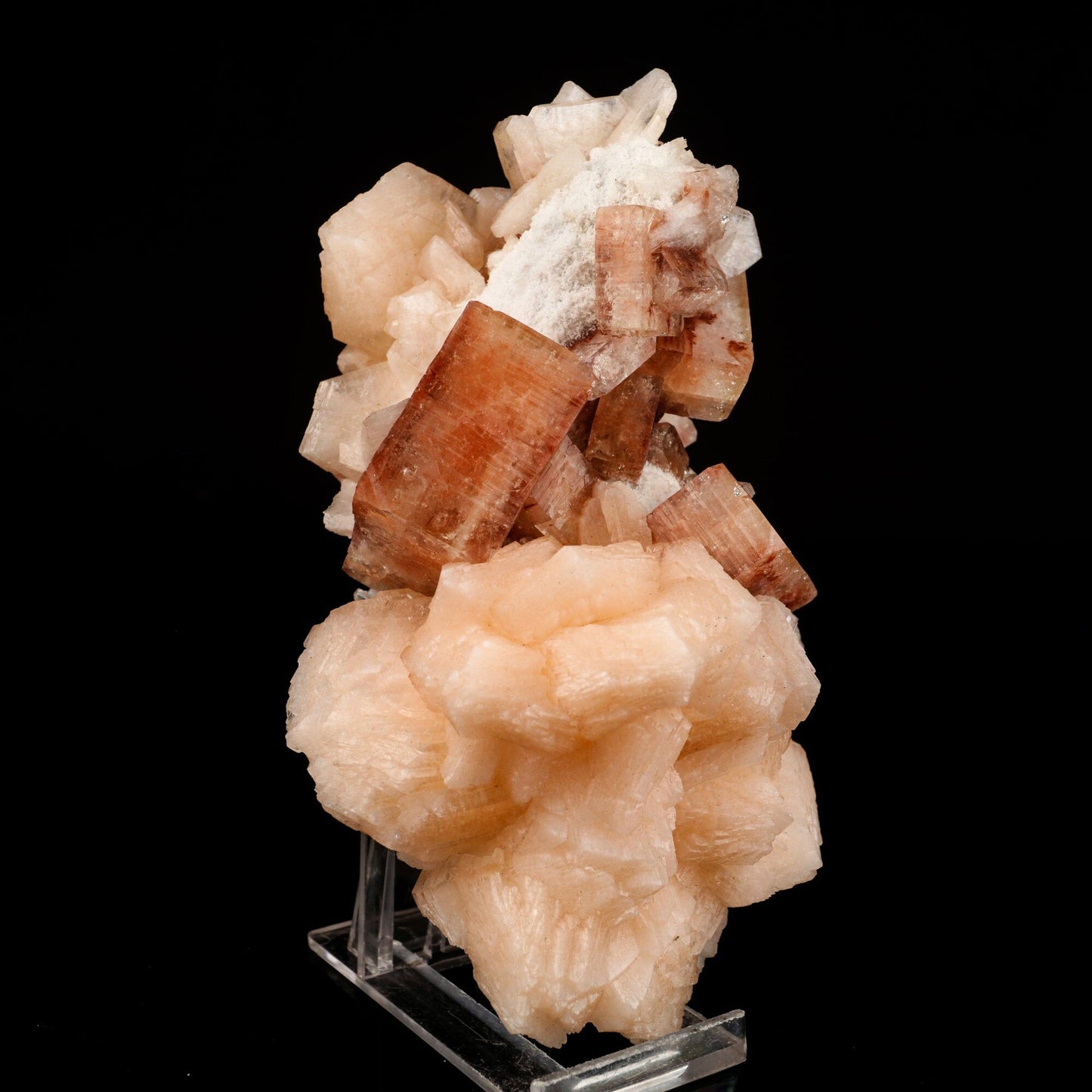 Red Apophyllite Cube With Stilbite Natural Mineral Specimen # B 6569 Apophyllite Superb Minerals 