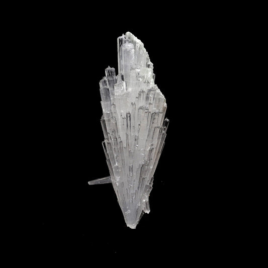 Scolecite Accular Spray Natural Mineral Specimen # B 5279  https://www.superbminerals.us/products/scolecite-accular-spray-natural-mineral-specimen-b-5279  Features: This specimen features a large, radial formation of colorless, transparent, lustrous acicular Scolecite crystals on peach-colored Stilbite. Primary Mineral(s): Scolecite Secondary Mineral(s): N/AMatrix: N/A 6 Inch x 2.5 InchWeight : 145 GmsLocality: Aurangabad, Maharashtra, India Year of Discovery: 2021