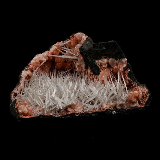 Scolecite Accular Sprays Inside Heulandite Geode Natural Mineral Specimen # B 5328 Scolecite Superb Minerals 