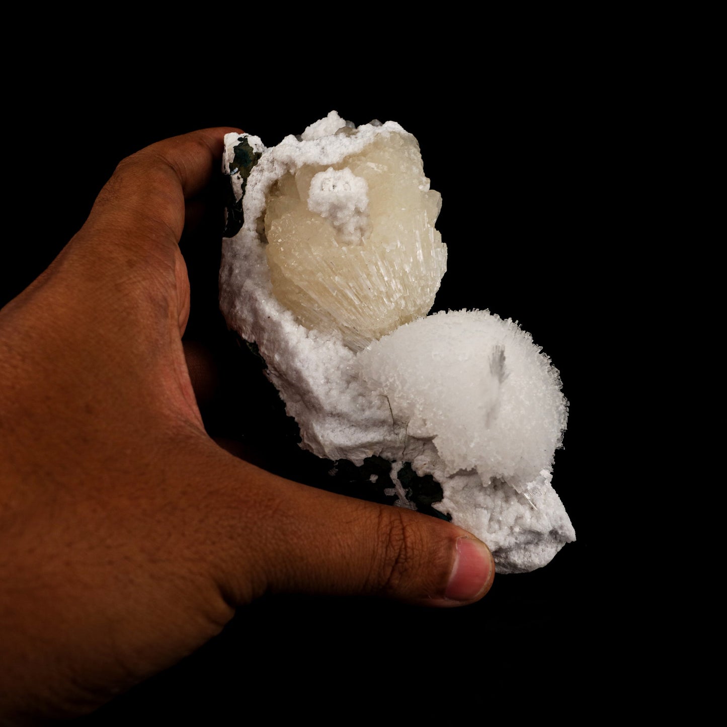 Scolecite Ball on Stilbite Snail like Structure Natural Mineral Specimen # B 6020 Scolecite Superb Minerals 