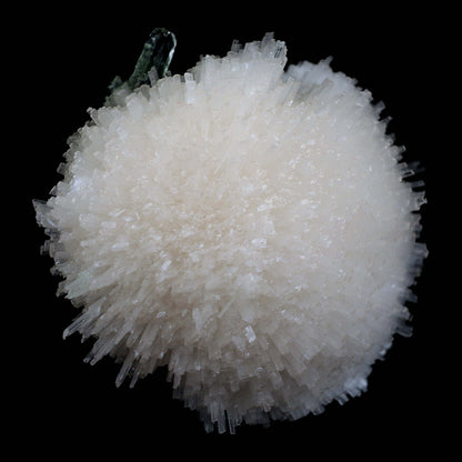 Scolecite Ball with Green Apophyllite Natural Mineral Specimen # B 45…  https://www.superbminerals.us/products/scolecite-ball-with-green-apophyllite-natural-mineral-specimen-b-4526  Features:Very rich porcupine quill spray of glassy scolecite needles is artistically set on the basalt matrix, which is covered with mint-green, frosted, Tetragonal Apophyllite crystals. Large combination material that is both outstanding and rare in today's market. Primary Mineral(s): ScoleciteSecondary Mineral