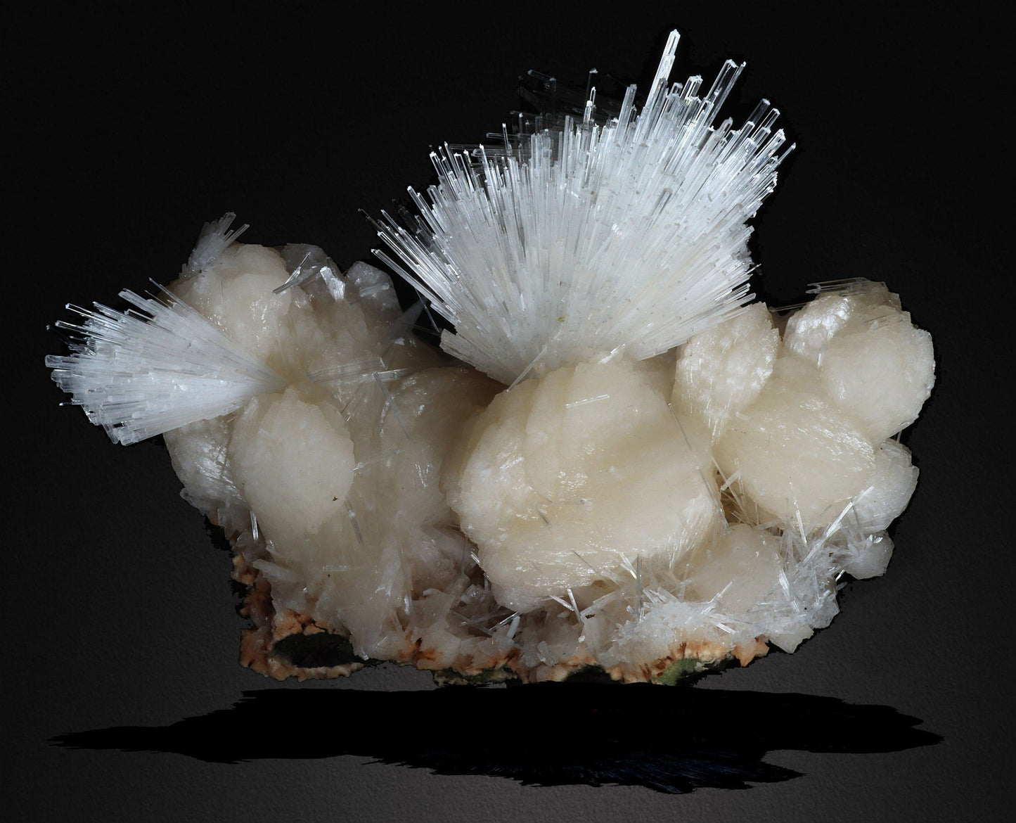 Scolecite Glassy Spray Formation on Stilbite #W04 Scolecite Superb Minerals 