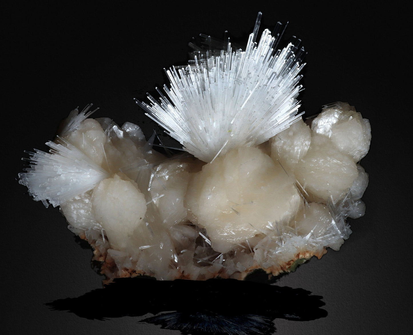 Scolecite Glassy Spray Formation on Stilbite #W04 Scolecite Superb Minerals 