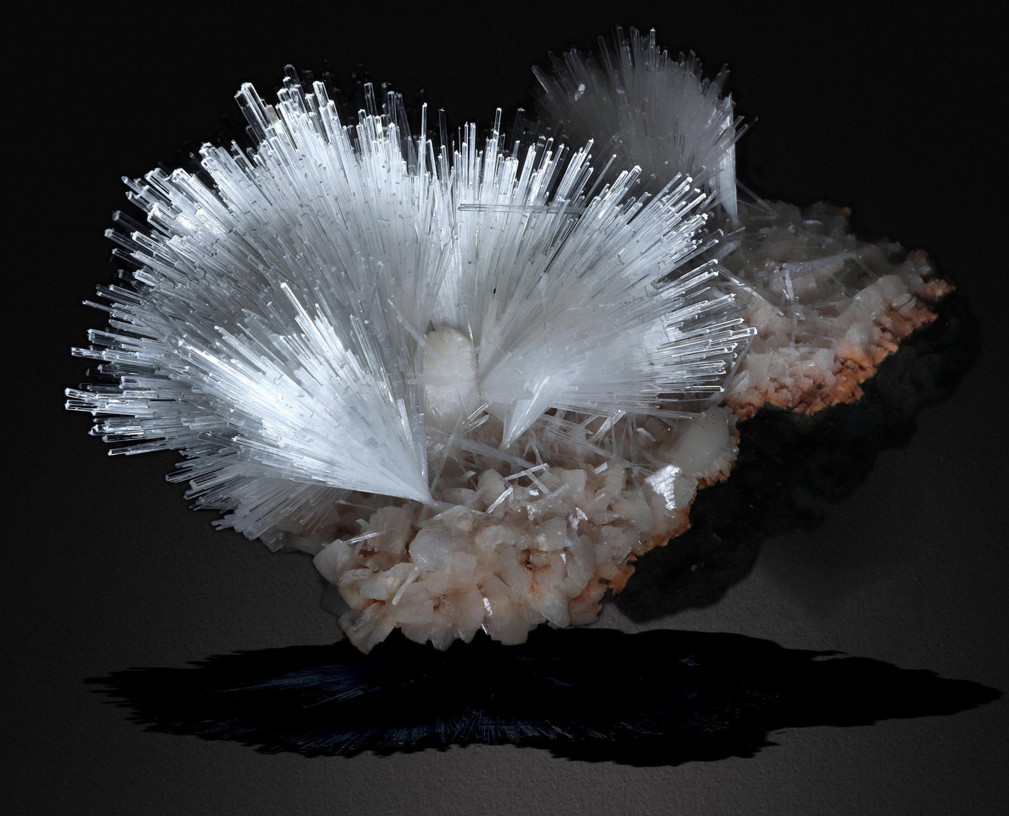 Scolecite Glassy Spray Formation with Stilbite Crystals on Heulandite #W03 Scolecite Superb Minerals 