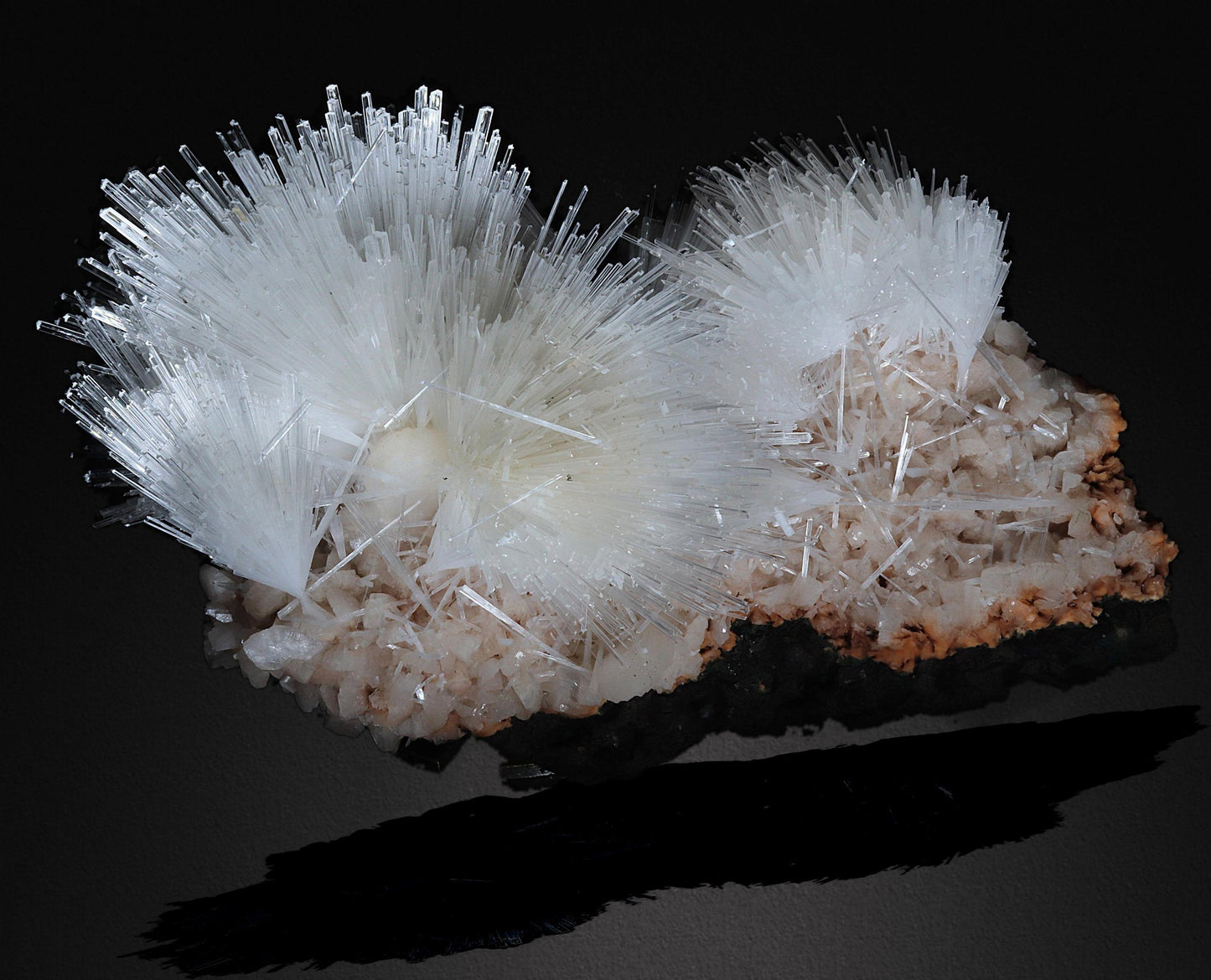 Scolecite Glassy Spray Formation with Stilbite Crystals on Heulandite #W03 Scolecite Superb Minerals 