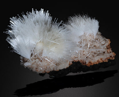Scolecite Glassy Spray Formation with Stilbite Crystals on Heulandite #W03 Scolecite Superb Minerals 