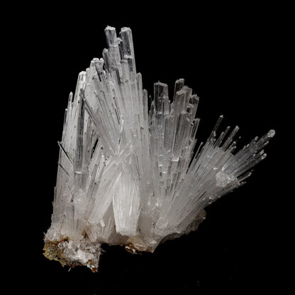Scolecite Intergrown Sprays on Stilbite Natural Mineral Specimen # B …  https://www.superbminerals.us/products/scolecite-intergrown-sprays-natural-mineral-specimen-b-5207  Features: Recent discoveries in Nashik have yielded some spectacular intergrown jackstraw sprays of glassy, iridescent, clear to translucent scolecite prism. STUNNING. The stunning crystals extend in every direction. Primary Mineral(s): ScoleciteSecondary Mineral(s): N/AMatrix: N/A 6 Inch x 5 InchWeight : 505 