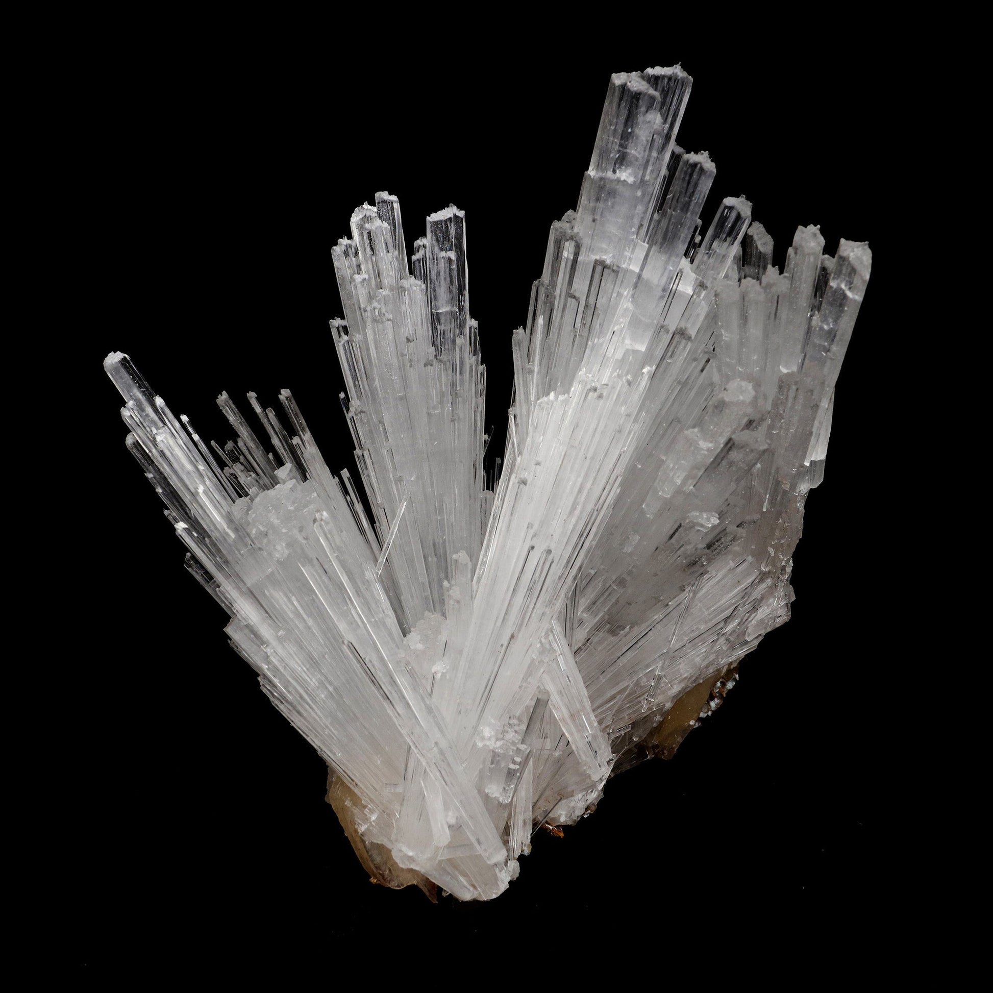 Scolecite Intergrown Sprays on Stilbite Natural Mineral Specimen # B …  https://www.superbminerals.us/products/scolecite-intergrown-sprays-natural-mineral-specimen-b-5207  Features: Recent discoveries in Nashik have yielded some spectacular intergrown jackstraw sprays of glassy, iridescent, clear to translucent scolecite prism. STUNNING. The stunning crystals extend in every direction. Primary Mineral(s): ScoleciteSecondary Mineral(s): N/AMatrix: N/A 6 Inch x 5 InchWeight : 505 