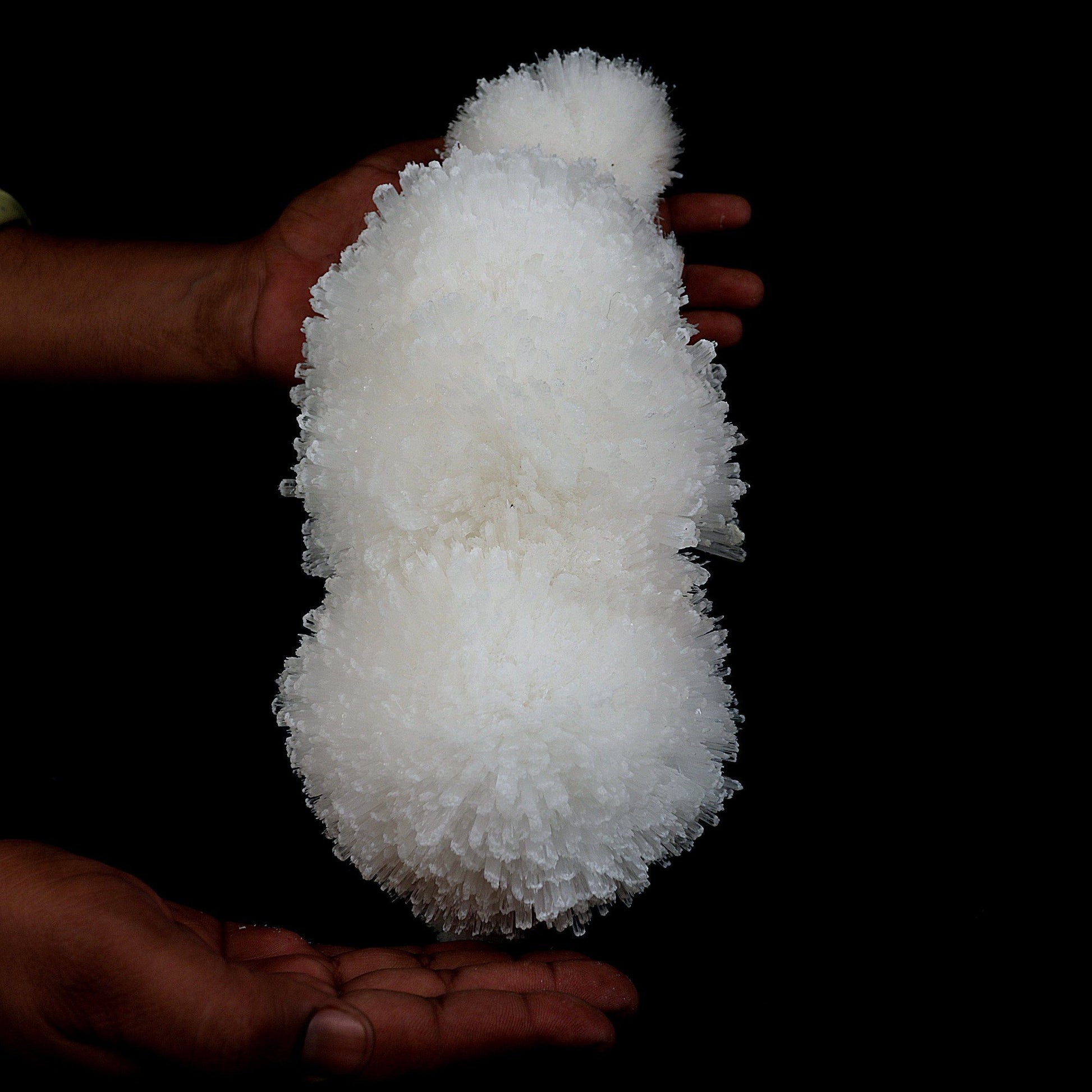 Scolecite Sphere on Matrix Natural Mineral Specimen # B 4763  https://www.superbminerals.us/products/scolecite-sphere-on-matrix-natural-mineral-specimen-b-4763  Features: This is a very rare and sculptural "starburst" of scolecite lathes from recent Pune discoveries that are thick, terminated, glassy, clear to translucent. By the time the blades reach the center of the piece, they have become quite compact. Colorless apophyllite crystals, strewn around like confetti,