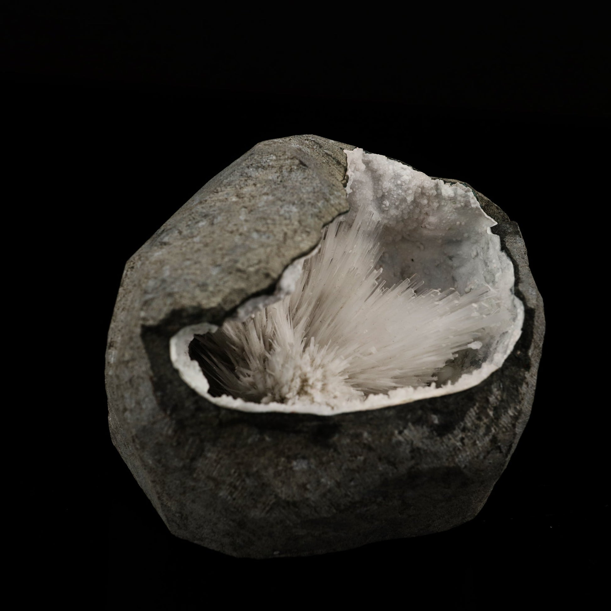 Scolecite Spray Inside Chalcedony Geode Natural Mineral Specimen # B 5636 Scolecite Superb Minerals 