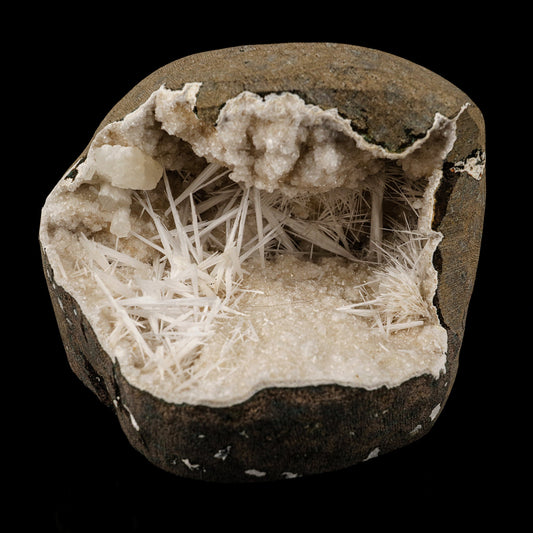 Scolecite Spray Inside Chalcedony Geode Natural Mineral Specimen # B 6142 Scolecite Superb Minerals 