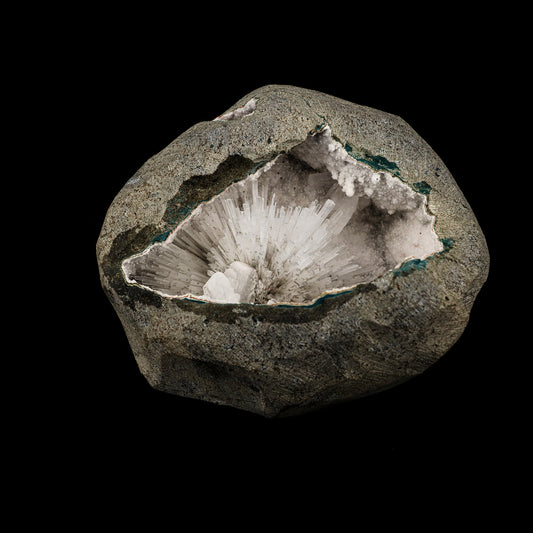 Scolecite Spray Inside Chalcedony Geode Natural Mineral Specimen # B 6165 Scolecite Superb Minerals 