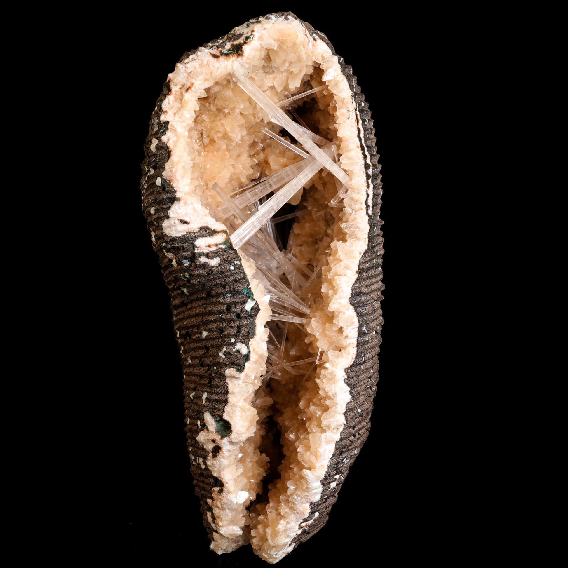 Scolecite Spray Inside Heulandite Geode Free Standing Natural Mineral Specimen # B 6599 Scolecite Superb Minerals 