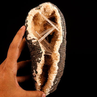 Scolecite Spray Inside Heulandite Geode Free Standing Natural Mineral Specimen # B 6599 Scolecite Superb Minerals 
