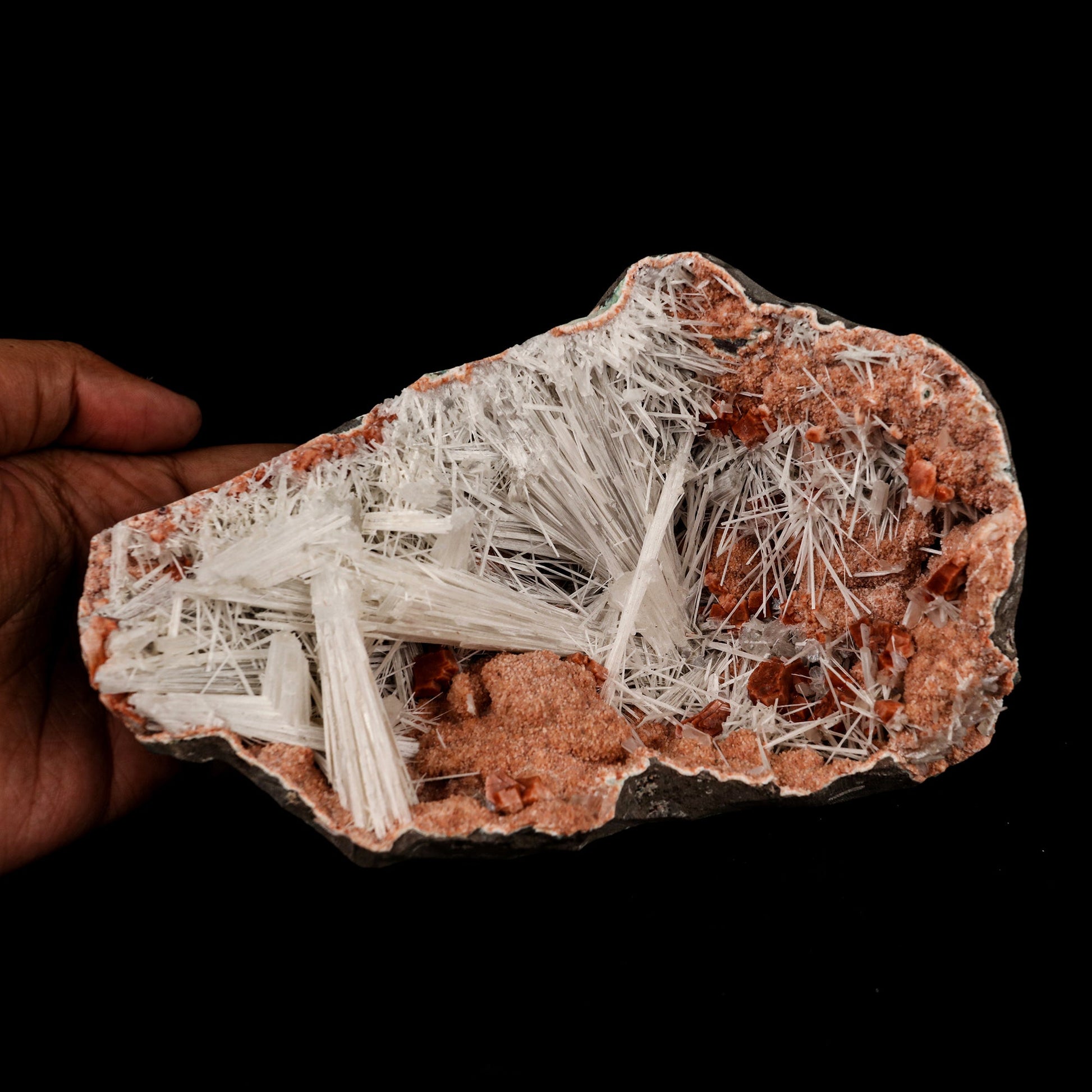 Scolecite Spray inside Heulandite geode Natural Mineral Specimen # B 5364 Scolecite Superb Minerals 