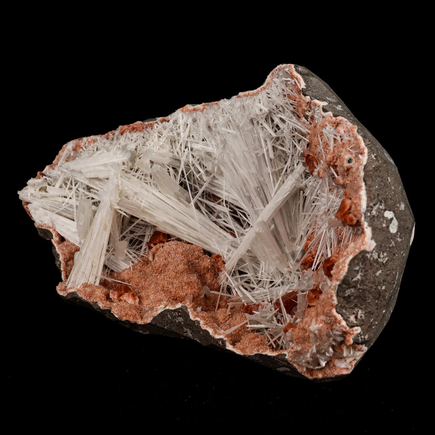 Scolecite Spray inside Heulandite geode Natural Mineral Specimen # B 5364 Scolecite Superb Minerals 