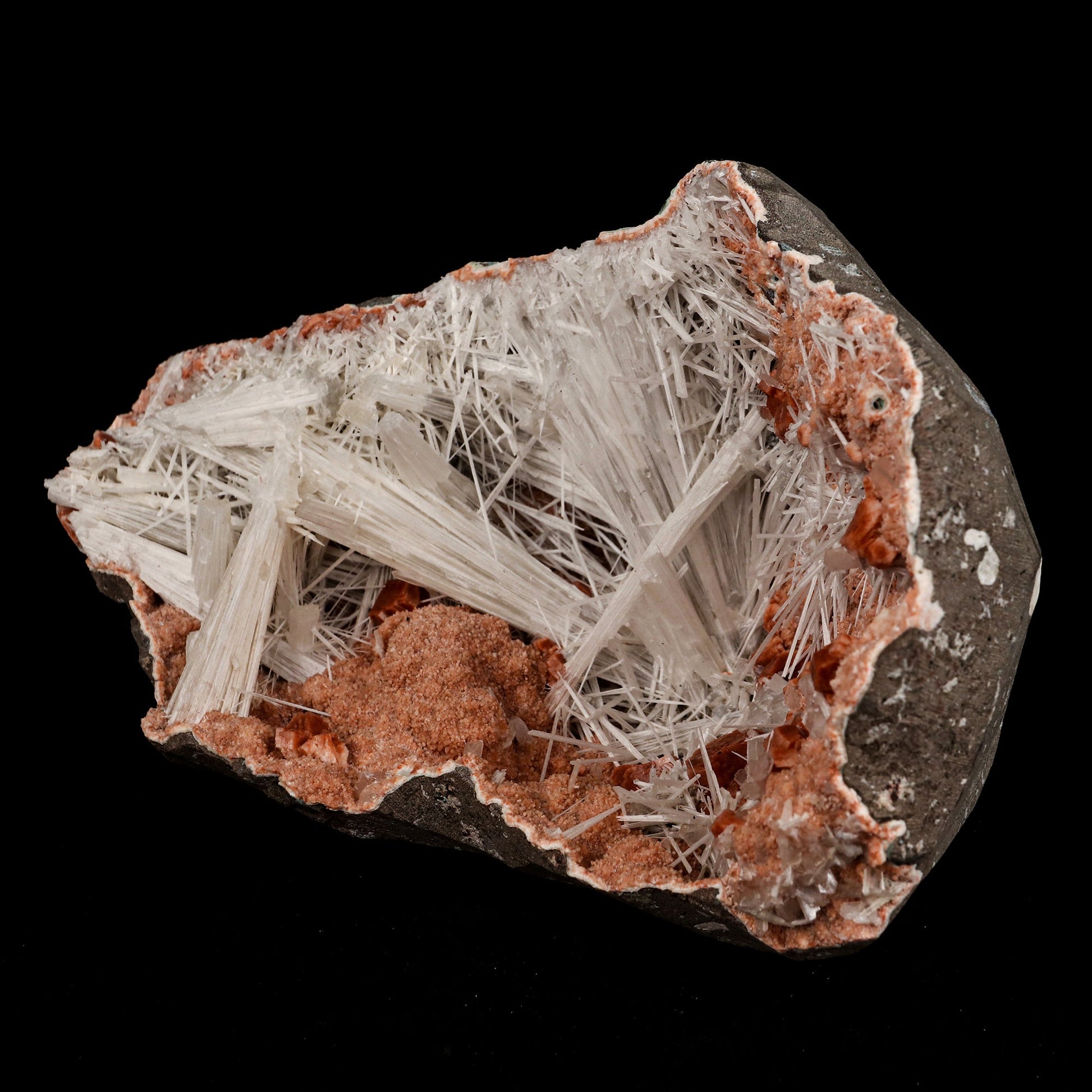 Scolecite Spray inside Heulandite geode Natural Mineral Specimen # B 5364 Scolecite Superb Minerals 