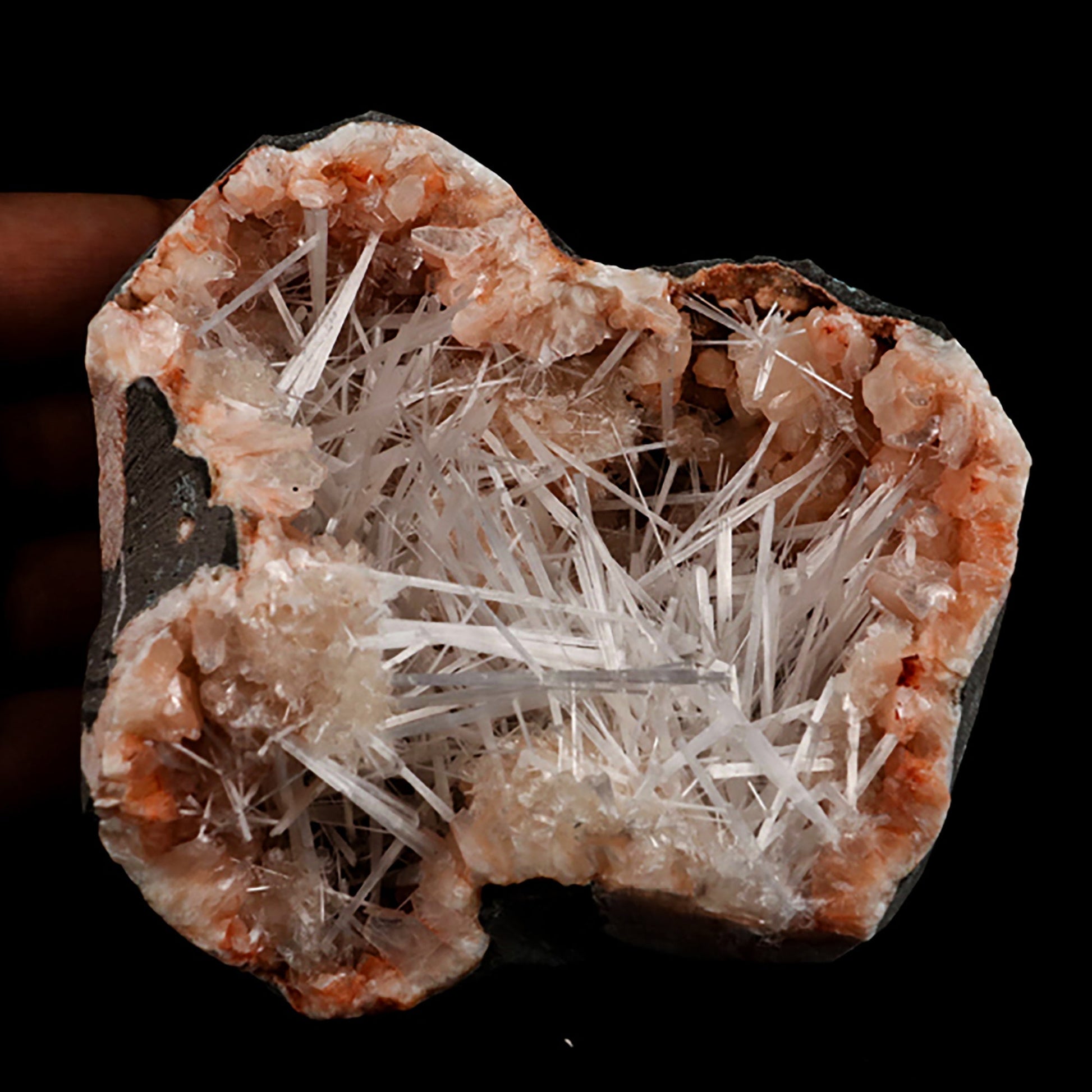 Scolecite Spray inside Heulandite geode Natural Mineral Specimen # B 5411 Scolecite Superb Minerals 