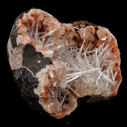Scolecite Spray inside Heulandite geode Natural Mineral Specimen # B 5411 Scolecite Superb Minerals 