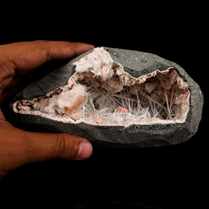 Scolecite Spray inside Heulandite geode Natural Mineral Specimen # B 5493 scolecite Superb Minerals 
