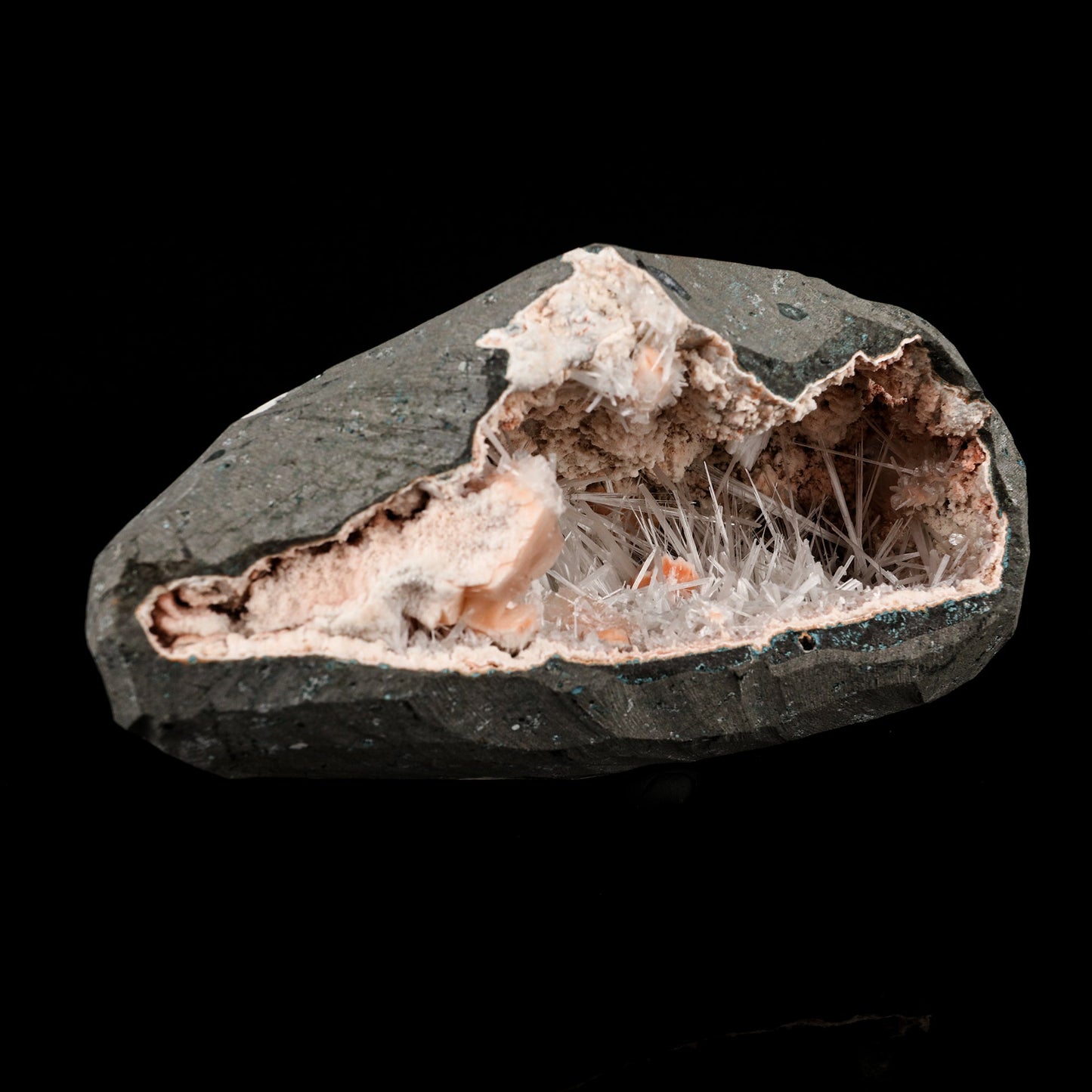 Scolecite Spray inside Heulandite geode Natural Mineral Specimen # B 5493 scolecite Superb Minerals 
