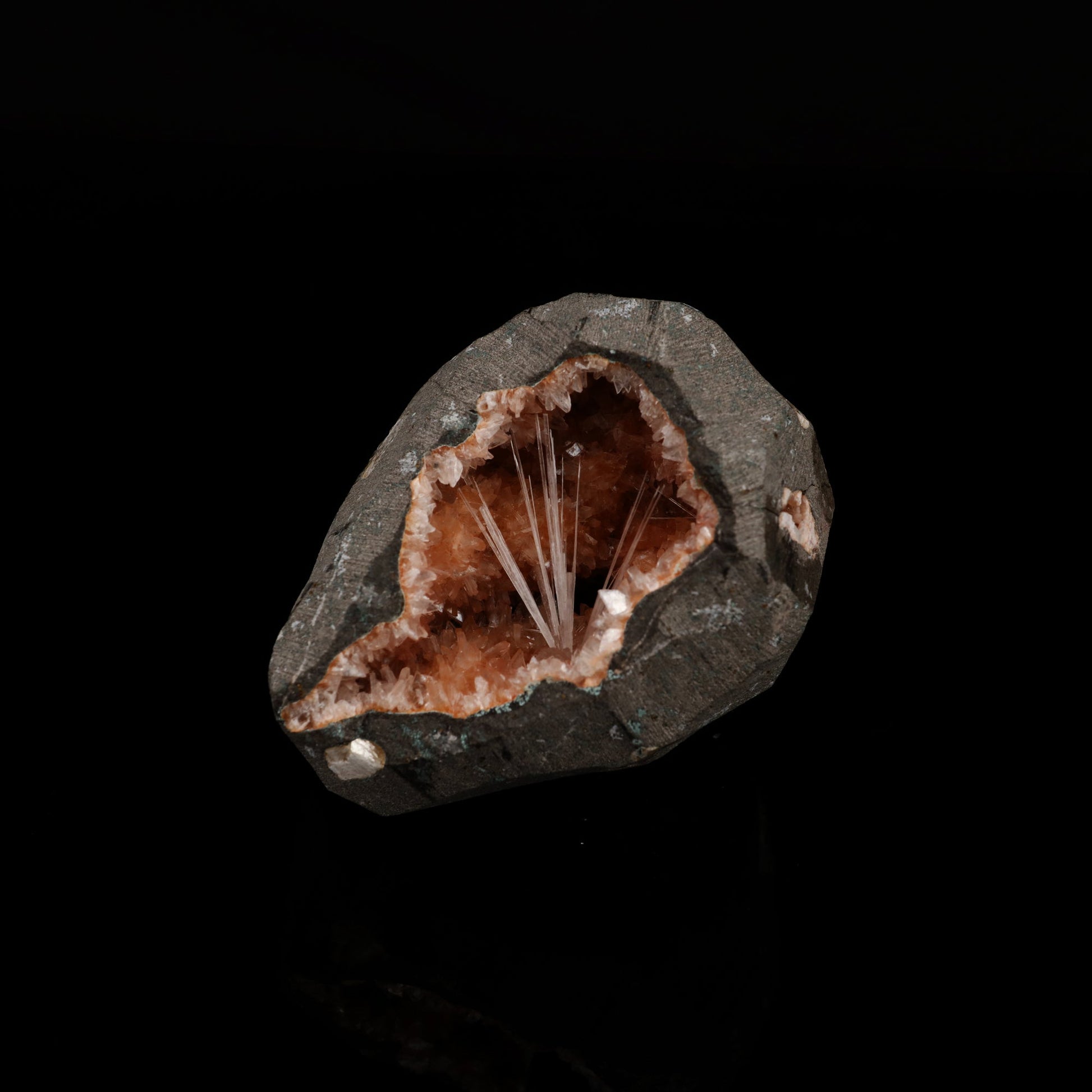 Scolecite Spray inside Heulandite geode Natural Mineral Specimen # B 5499 Scolecite Superb Minerals 