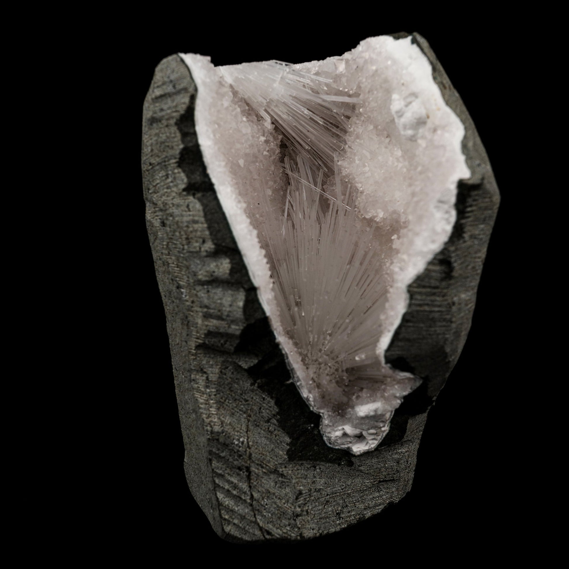 Scolecite Spray Inside MM Quartz Geode Natural Mineral Specimen # B 5655 Scolecite Superb Minerals 