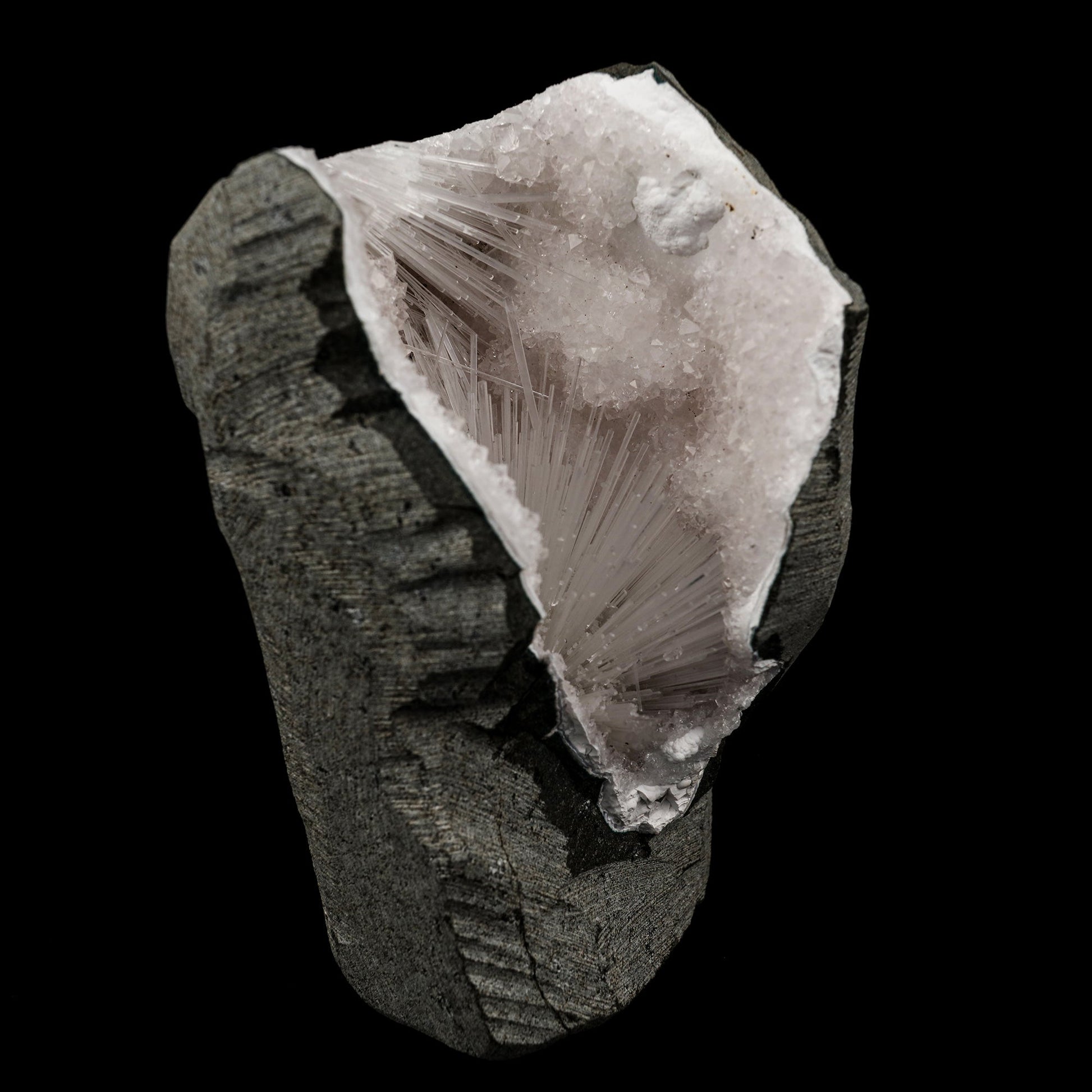 Scolecite Spray Inside MM Quartz Geode Natural Mineral Specimen # B 5655 Scolecite Superb Minerals 