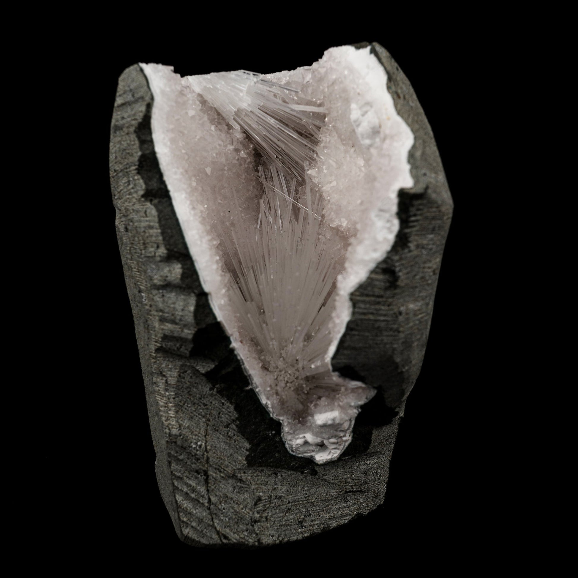 Scolecite Spray Inside MM Quartz Geode Natural Mineral Specimen # B 5655 Scolecite Superb Minerals 