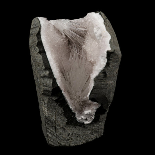 Scolecite Spray Inside MM Quartz Geode Natural Mineral Specimen # B 5655 Scolecite Superb Minerals 