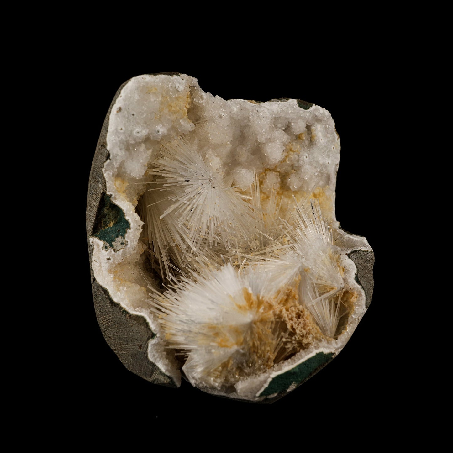 Scolecite Spray Inside MM Quartz Geode Natural Mineral Specimen # B 6075 Scolecite Superb Minerals 