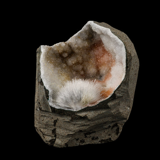 Scolecite Spray Inside MM Quartz Geode Natural Mineral Specimen # B 6078 Scolecite Superb Minerals 