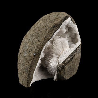 Scolecite Spray Inside MM Quartz Geode Natural Mineral Specimen # B 6087 Scolecite Superb Minerals 