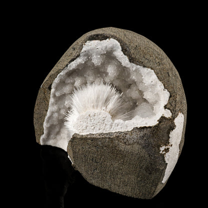 Scolecite Spray Inside MM Quartz Geode Natural Mineral Specimen # B 6087 Scolecite Superb Minerals 