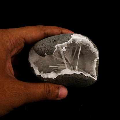 Scolecite Spray Inside MM Quartz Geode Natural Mineral Specimen # B 6311 Thomsonite Superb Minerals 
