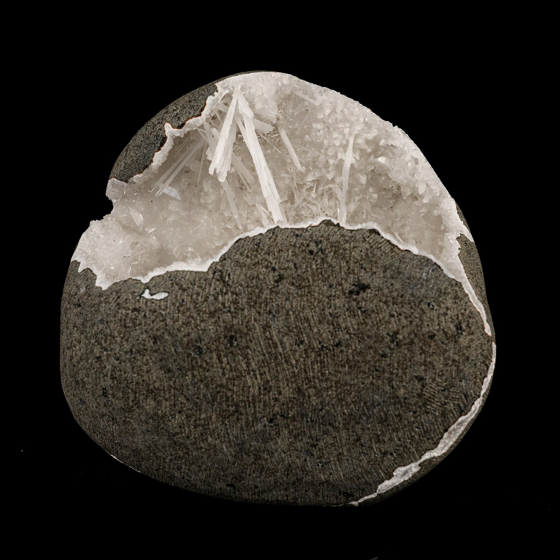 Scolecite Spray Inside MM Quartz Geode Natural Mineral Specimen # B 6311 Thomsonite Superb Minerals 