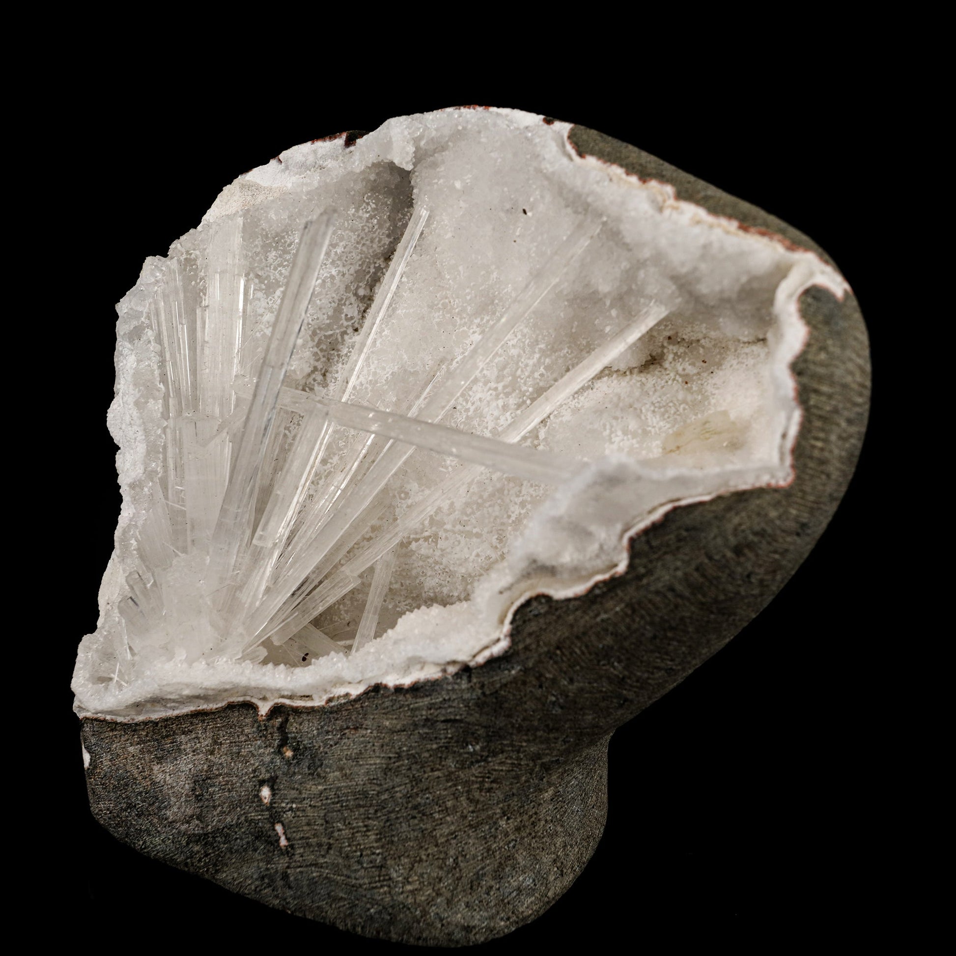 Scolecite Spray Inside MM Quartz Geode Natural Mineral Specimen # B 6315 Scolecite Superb Minerals 