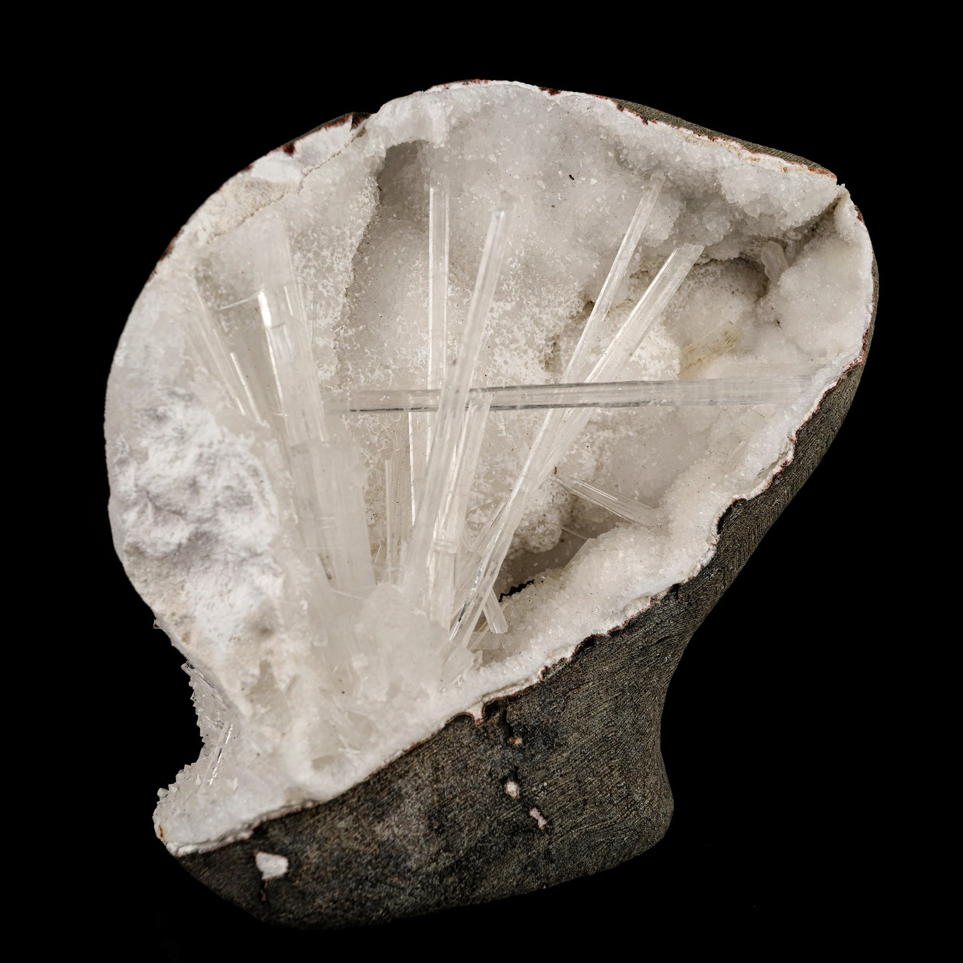Scolecite Spray Inside MM Quartz Geode Natural Mineral Specimen # B 6315 Scolecite Superb Minerals 