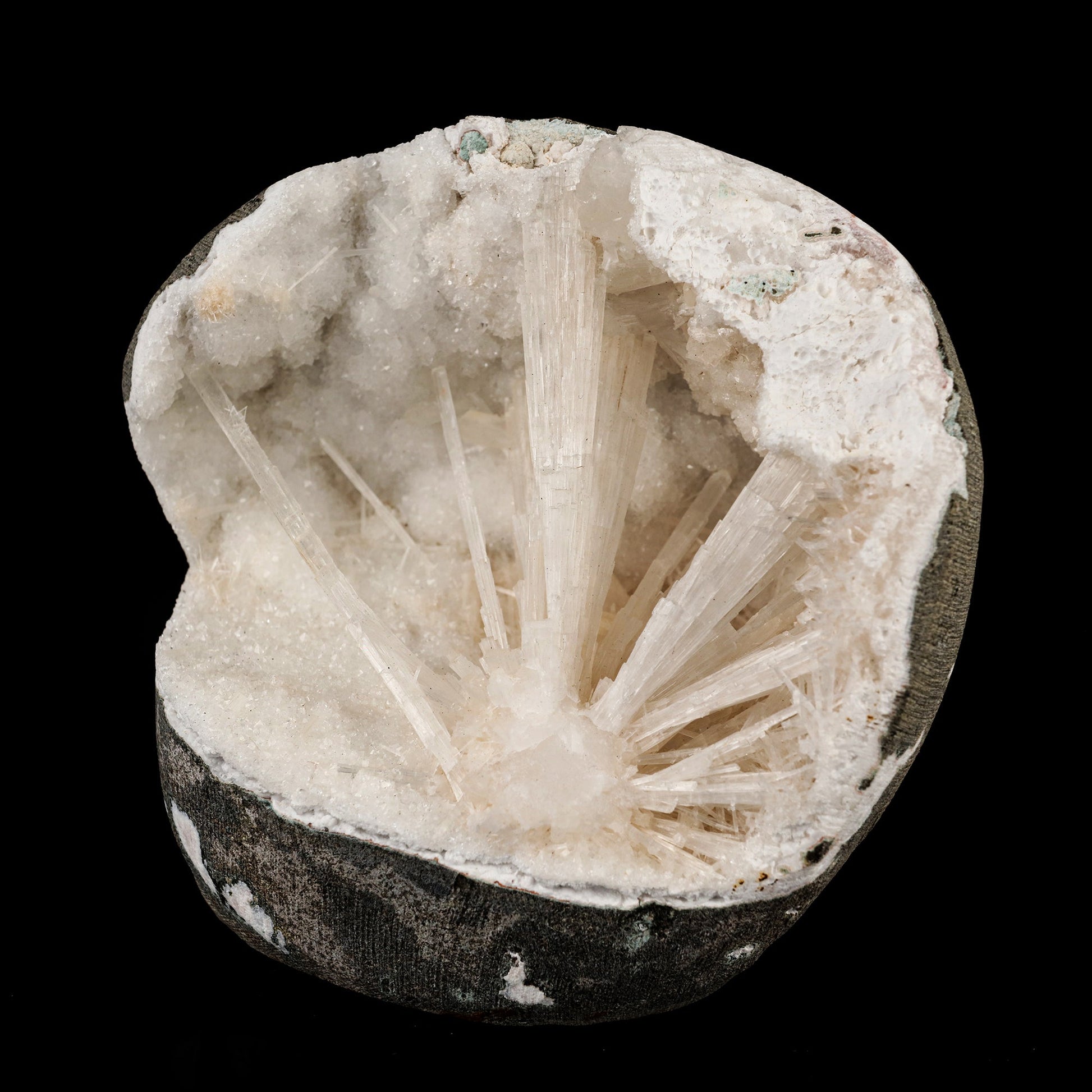 Scolecite Spray Inside MM Quartz Geode Natural Mineral Specimen # B 6324 Scolecite Superb Minerals 