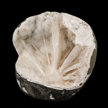 Scolecite Spray Inside MM Quartz Geode Natural Mineral Specimen # B 6324 Scolecite Superb Minerals 