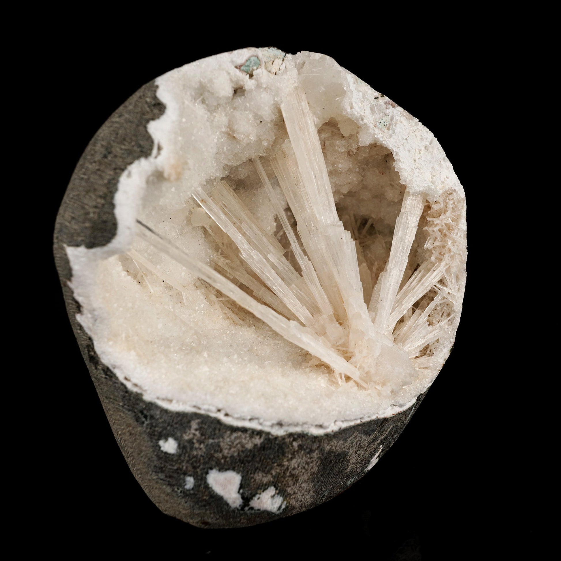Scolecite Spray Inside MM Quartz Geode Natural Mineral Specimen # B 6324 Scolecite Superb Minerals 