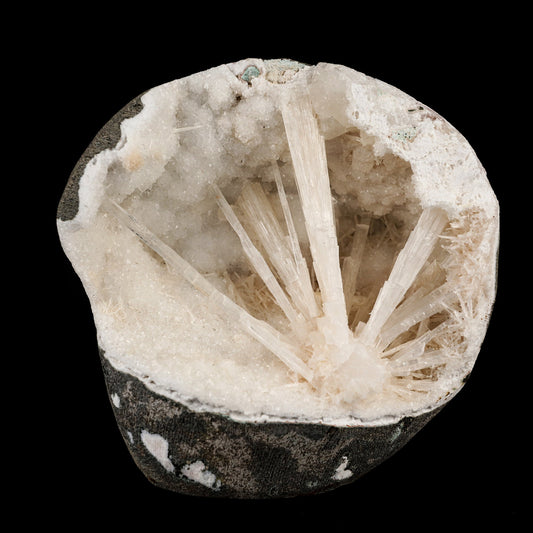 Scolecite Spray Inside MM Quartz Geode Natural Mineral Specimen # B 6324 Scolecite Superb Minerals 